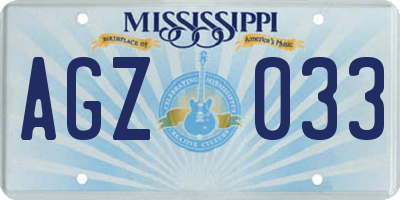 MS license plate AGZ033