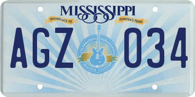 MS license plate AGZ034