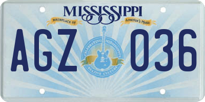 MS license plate AGZ036