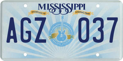 MS license plate AGZ037