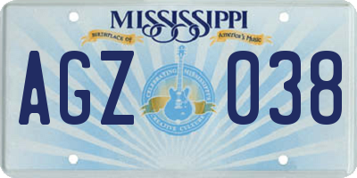 MS license plate AGZ038
