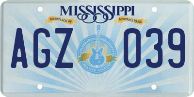 MS license plate AGZ039