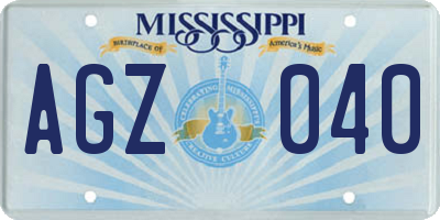 MS license plate AGZ040