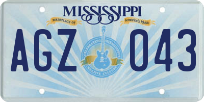 MS license plate AGZ043