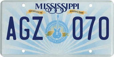 MS license plate AGZ070
