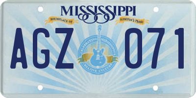MS license plate AGZ071