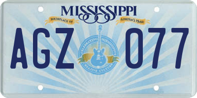 MS license plate AGZ077