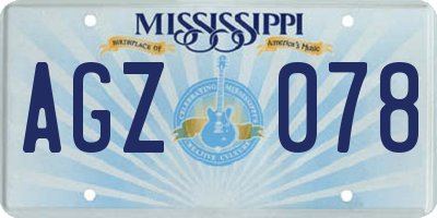 MS license plate AGZ078