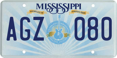 MS license plate AGZ080