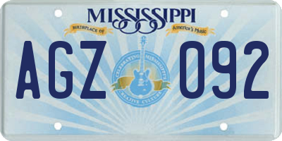 MS license plate AGZ092