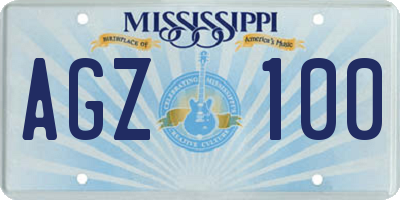 MS license plate AGZ100