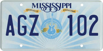MS license plate AGZ102
