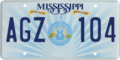 MS license plate AGZ104