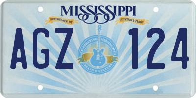 MS license plate AGZ124