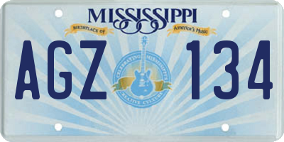 MS license plate AGZ134