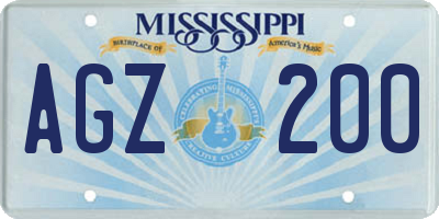 MS license plate AGZ200