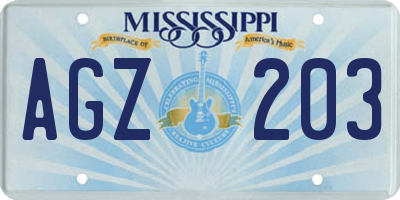 MS license plate AGZ203