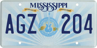 MS license plate AGZ204