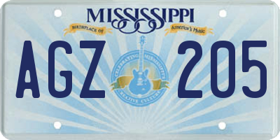 MS license plate AGZ205