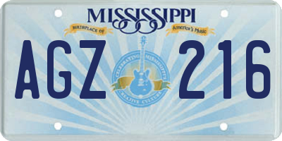 MS license plate AGZ216