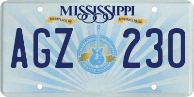 MS license plate AGZ230