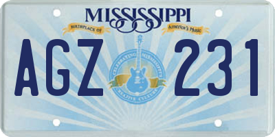 MS license plate AGZ231