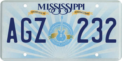 MS license plate AGZ232