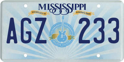 MS license plate AGZ233