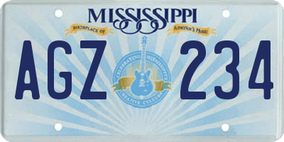 MS license plate AGZ234