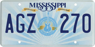 MS license plate AGZ270