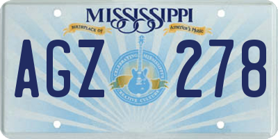 MS license plate AGZ278