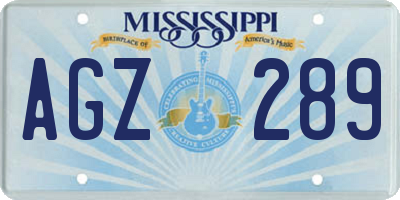 MS license plate AGZ289