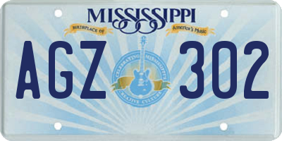 MS license plate AGZ302