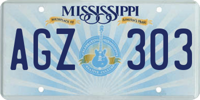 MS license plate AGZ303