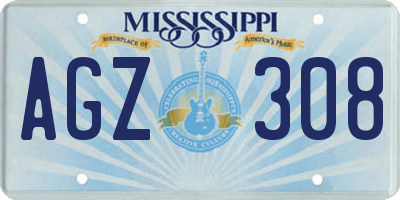 MS license plate AGZ308