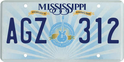 MS license plate AGZ312