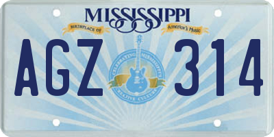 MS license plate AGZ314