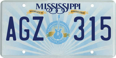 MS license plate AGZ315