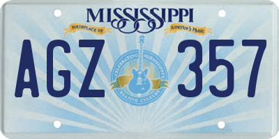 MS license plate AGZ357