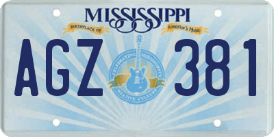 MS license plate AGZ381