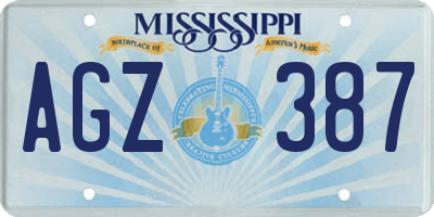 MS license plate AGZ387