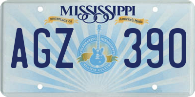 MS license plate AGZ390