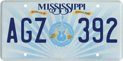 MS license plate AGZ392