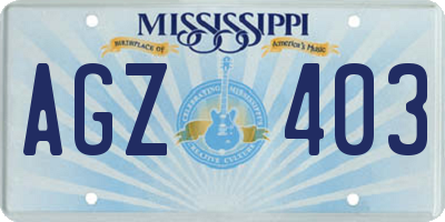 MS license plate AGZ403