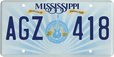 MS license plate AGZ418