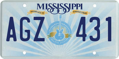 MS license plate AGZ431