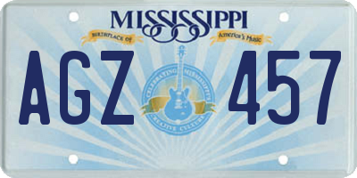MS license plate AGZ457
