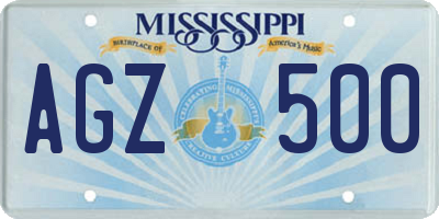 MS license plate AGZ500