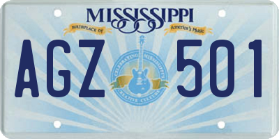 MS license plate AGZ501