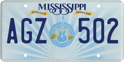 MS license plate AGZ502